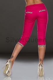 Fuchsia capri bukser med leopard